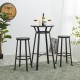 Glitzhome Set of 3 Black Steel Bar Table and Bar Stool Pub Set (1 Tabel+2 Stools)