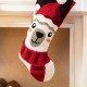 Glitzhome Set of 2 20.5"L Hooked Stocking, Polar Bear & Penguin