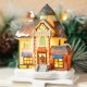 Glitzhome 6"H Set of 3 Lighted Resin House Stocking Holders