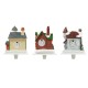 Glitzhome 6"H Set of 3 Lighted Resin House Stocking Holders