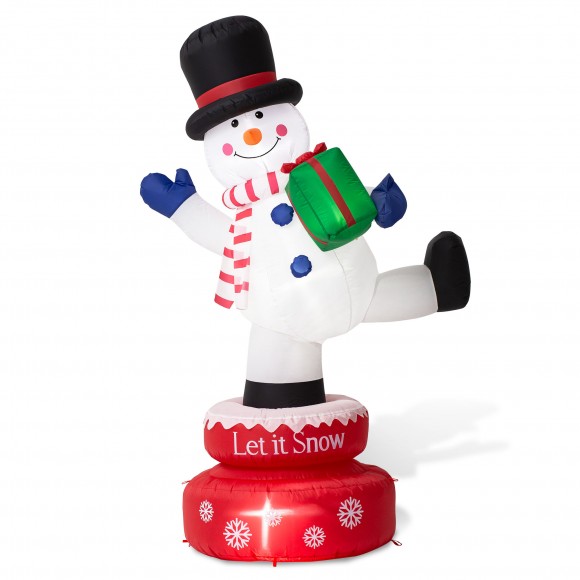 Glitzhome 6FT Lighted Inflatable Rotating Snowman Décor
