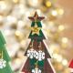 Glitzhome 14"L Wooden Christmas Tree Countdown Calendar Décor