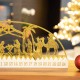 Glitzhome 23.5"L Wooden & Metal Gold Foil Nativity Countdown Calendar Décor