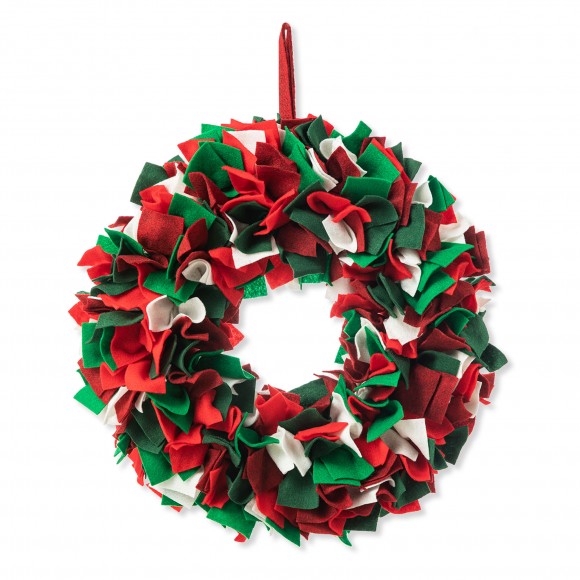 Glitzhome 19.25"D Christmas Multi Color Felt Wreath