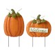 Glitzhome Set of 2 Fall Metal Embossed Glitter Pumpkin Yard Stake or Porch Decor (Two Function)