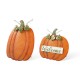 Glitzhome Set of 2 Fall Metal Embossed Glitter Pumpkin Yard Stake or Porch Decor (Two Function)
