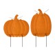 Glitzhome Set of 2 Fall Metal Embossed Glitter Pumpkin Yard Stake or Porch Decor (Two Function)