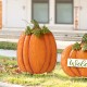 Glitzhome Set of 2 Fall Metal Embossed Glitter Pumpkin Yard Stake or Porch Decor (Two Function)