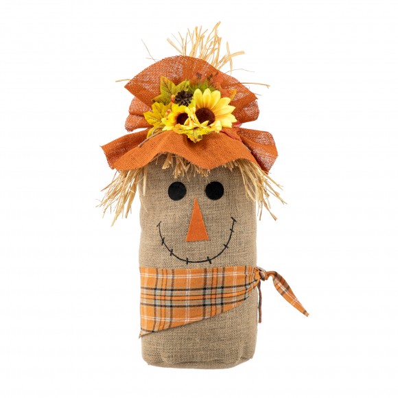 Glitzhome 23.25"H Fall Linen Scarecrow Doorstop Porch Decor