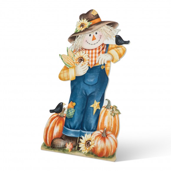 Glitzhome 30"H Fall Wooden Painted Scarecrow Porch Décor