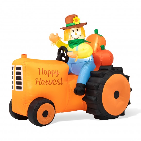 Glitzhome 7ft Fall Lighted Inflatable Tractor Decor