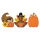 Glitzhome 7"H Set of 3 Thanksgiving Wooden Pumpkin, Turkey & Croissant Table Decor