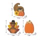 Glitzhome 7"H Set of 3 Thanksgiving Wooden Pumpkin, Turkey & Croissant Table Decor