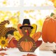 Glitzhome 7"H Set of 3 Thanksgiving Wooden Pumpkin, Turkey & Croissant Table Decor