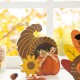 Glitzhome 7"H Set of 3 Thanksgiving Wooden Pumpkin, Turkey & Croissant Table Decor