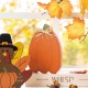 Glitzhome 7"H Set of 3 Thanksgiving Wooden Pumpkin, Turkey & Croissant Table Decor