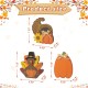 Glitzhome 7"H Set of 3 Thanksgiving Wooden Pumpkin, Turkey & Croissant Table Decor