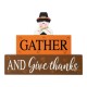 Glitzhome 9.5"L Thanksgiving Wooden Pilgrim Table Block Sign
