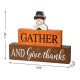 Glitzhome 9.5"L Thanksgiving Wooden Pilgrim Table Block Sign