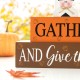 Glitzhome 9.5"L Thanksgiving Wooden Pilgrim Table Block Sign