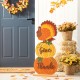 Glitzhome 36"H Thanksgiving Wooden Stacked  Pumpkin & Turkey Porch Décor