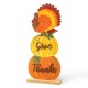 Glitzhome 36"H Thanksgiving Wooden Stacked  Pumpkin & Turkey Porch Décor