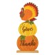 Glitzhome 36"H Thanksgiving Wooden Stacked  Pumpkin & Turkey Porch Décor