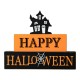 Glitzhome 9.5"L Happy Halloween Wooden Haunted House Block Sign