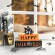 Glitzhome 9.5"L Happy Halloween Wooden Haunted House Block Sign