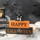 Glitzhome 9.5"L Happy Halloween Wooden Haunted House Block Sign