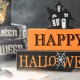 Glitzhome 9.5"L Happy Halloween Wooden Haunted House Block Sign