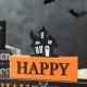 Glitzhome 9.5"L Happy Halloween Wooden Haunted House Block Sign