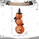 Glitzhome 14.25"H Halloween Lighted Stacked Resin Pumpkin Table Decor