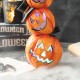 Glitzhome 14.25"H Halloween Lighted Stacked Resin Pumpkin Table Decor