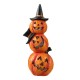 Glitzhome 14.25"H Halloween Lighted Stacked Resin Pumpkin Table Decor