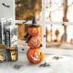 Glitzhome 14.25"H Halloween Lighted Stacked Resin Pumpkin Table Decor