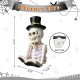 Glitzhome 10.25"H Halloween Lighted Resin Skull Reading Book Table Decor