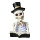 Glitzhome 10.25"H Halloween Lighted Resin Skull Reading Book Table Decor
