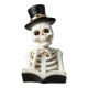 Glitzhome 10.25"H Halloween Lighted Resin Skull Reading Book Table Decor