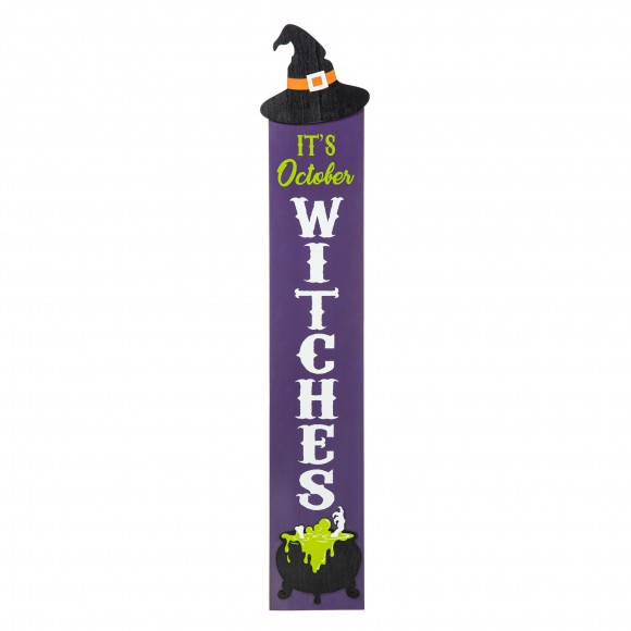 Glitzhome 48"H Halloween Wood Witch Hat Porch Decor