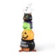 Glitzhome 8ft Lighted Halloween Inflatable Stacked Ghost, Black Cat, Witch & Pumpkin Decor