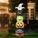 Glitzhome 8ft Lighted Halloween Inflatable Stacked Ghost, Black Cat, Witch & Pumpkin Decor