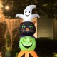 Glitzhome 8ft Lighted Halloween Inflatable Stacked Ghost, Black Cat, Witch & Pumpkin Decor