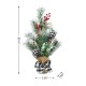 Glitzhome 21"H Flocked Pine and Berries Table Tree