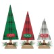 Glitzhome Set of 3 Wooden Christmas Plaid Table Tree