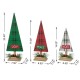 Glitzhome Set of 3 Wooden Christmas Plaid Table Tree