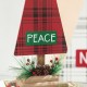 Glitzhome Set of 3 Wooden Christmas Plaid Table Tree