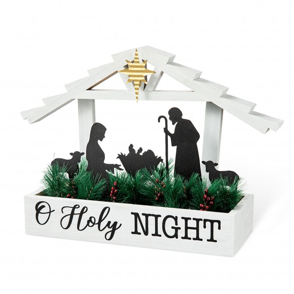 Glitzhome 13.5"L Wooden Nativity Table Decor