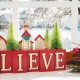 Glitzhome 14"L Christmas Wooden House/Brush Trees Table Décor