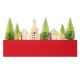 Glitzhome 14"L Christmas Wooden House/Brush Trees Table Décor